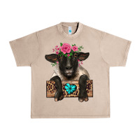 French Oak suffolk ewe peeking with floral headdress Urban Heavy Tee - BarkalooDesign