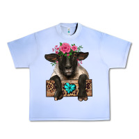 Suffolk Ewe Peeking With Floral Headdress Urban Heavy Tee | Teevron