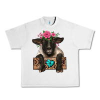 Lunar Rock suffolk ewe peeking with floral headdress Urban Heavy Tee - BarkalooDesign
