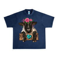 Navy suffolk ewe peeking with floral headdress Urban Heavy Tee - BarkalooDesign