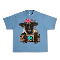 Pebble Blue suffolk ewe peeking with floral headdress Urban Heavy Tee - BarkalooDesign
