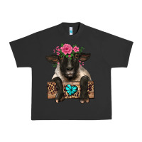Pigment Black suffolk ewe peeking with floral headdress Urban Heavy Tee - BarkalooDesign
