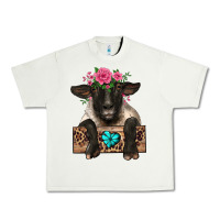 Pistachio suffolk ewe peeking with floral headdress Urban Heavy Tee - BarkalooDesign