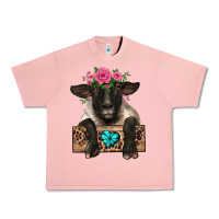 Salmon suffolk ewe peeking with floral headdress Urban Heavy Tee - BarkalooDesign