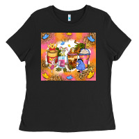 Black cartoon characters coffee cups Ladies Tee - Zillion Design Studio