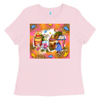 Bubblegum Pink cartoon characters coffee cups Ladies Tee - Zillion Design Studio