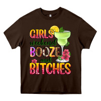 Chocolate Brown girls weekend booze and bitches Heavy Core Tee - Zillion Design Studio