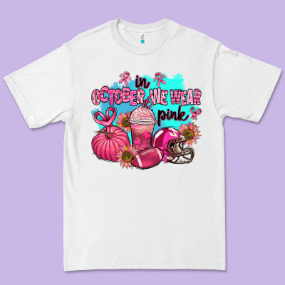 In October We Wear Pink American Football Premium Tee Designed By Adodesignshop
