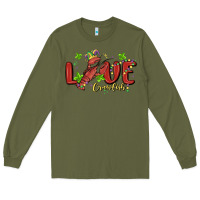 Army Green mardi gras love crawfish Long Sleeve Tee - MaliasSmallBusiness