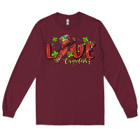 Burgundy mardi gras love crawfish Long Sleeve Tee - MaliasSmallBusiness
