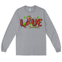 Heather Grey mardi gras love crawfish Long Sleeve Tee - MaliasSmallBusiness