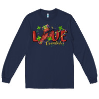 Navy mardi gras love crawfish Long Sleeve Tee - MaliasSmallBusiness