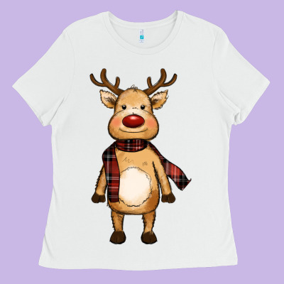Cute Reindeer Ladies Tee Designed By Ranaportraitstore