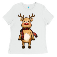 White cute reindeer Ladies Tee - RanaPortraitStore