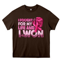 Chocolate Brown I Fought For My Life and I Won Breast Cancer Heavy Core Tee - texasbilliewilder