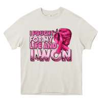 Cream I Fought For My Life and I Won Breast Cancer Heavy Core Tee - texasbilliewilder