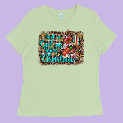 Just A Girl Who Loves Christmas Ladies Tee Designed By Jahusdesignshop