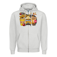 Dove Grey School Bus Coffee And Star Bbs Zipper Hoodie - BundleAndBundleShop