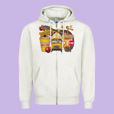 School Bus Coffee And Star Bbs Zipper Hoodie Designed By Bundleandbundleshop