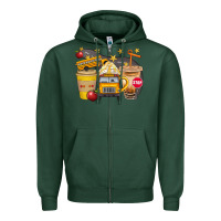 Sports Green School Bus Coffee And Star Bbs Zipper Hoodie - BundleAndBundleShop