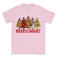 Bubblegum Pink merry and bright leopard christmas trees Classic Tee - AdoDesignShop