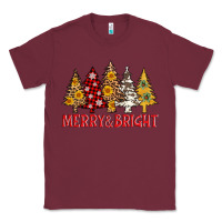 Burgundy merry and bright leopard christmas trees Classic Tee - AdoDesignShop