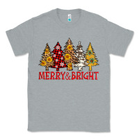 Heather Grey merry and bright leopard christmas trees Classic Tee - AdoDesignShop