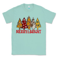 Seafoam merry and bright leopard christmas trees Classic Tee - AdoDesignShop