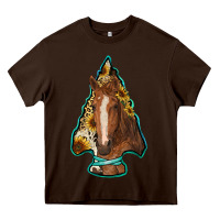 Chocolate Brown arrowhead horse Heavy Core Tee - RanaPortraitStore