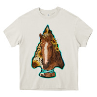 Cream arrowhead horse Heavy Core Tee - RanaPortraitStore