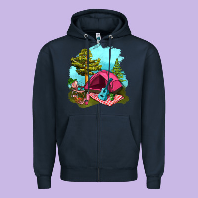 Glamping Camp And Pink Tent Zipper Hoodie Designed By Bundleandbundleshop
