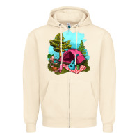 Sandshell Glamping Camp And Pink Tent Zipper Hoodie - BundleAndBundleShop