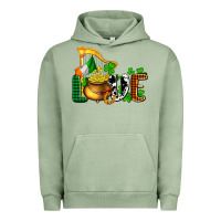 Pigment Oil Green St. Patrick's Love and golds Urban Hoodie - OliviaCreatesArt