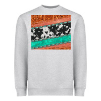 Heather Grey western turquoise gemstone cowhide  leather tumbler Heavyweight Sweatshirt - Jasminsmagicworld