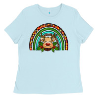 Baby Blue reindeer rainbow christmas Ladies Tee - RanaPortraitStore
