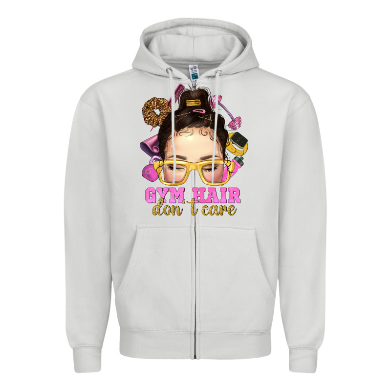 Messy Bun Gym Hair Don't Care Bbs Zipper Hoodie by BundleAndBundleShop | Teevron