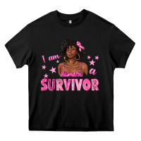 Black I Am a Survivor Breast Cancer with Afro Woman Heavy Core Tee - texasbilliewilder