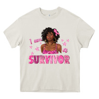 Cream I Am a Survivor Breast Cancer with Afro Woman Heavy Core Tee - texasbilliewilder