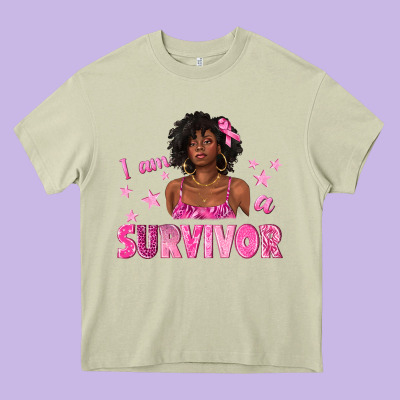 I Am A Survivor Breast Cancer With Afro Woman Heavy Core Tee Designed By Texasbilliewilder