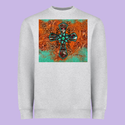 Western Cross Tumbler Heavyweight Sweatshirt Designed By Jasminsmagicworld