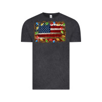 Vintage Black christmas american flag background Vintage Tee - Jasminsmagicworld