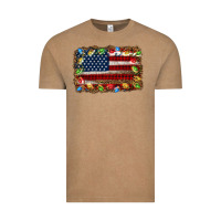 Vintage Coffee christmas american flag background Vintage Tee - Jasminsmagicworld