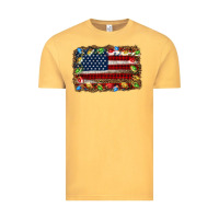 Vintage Mustard christmas american flag background Vintage Tee - Jasminsmagicworld