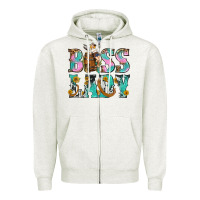 Oatmeal Heather Boss Lady Zipper Hoodie - BundleAndBundleShop