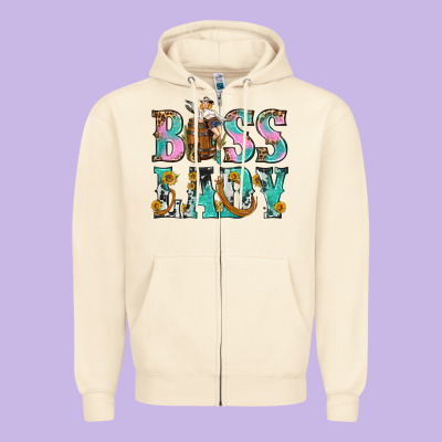 Boss Lady Zipper Hoodie Designed By Bundleandbundleshop