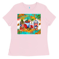 Bubblegum Pink puerto rico coffee cups Ladies Tee - Zillion Design Studio