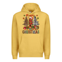 Antique Gold Merry Christmas with western trees Premium Hoodie - NancyCooperArtShop