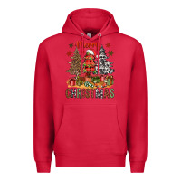 Cardinal Merry Christmas with western trees Premium Hoodie - NancyCooperArtShop