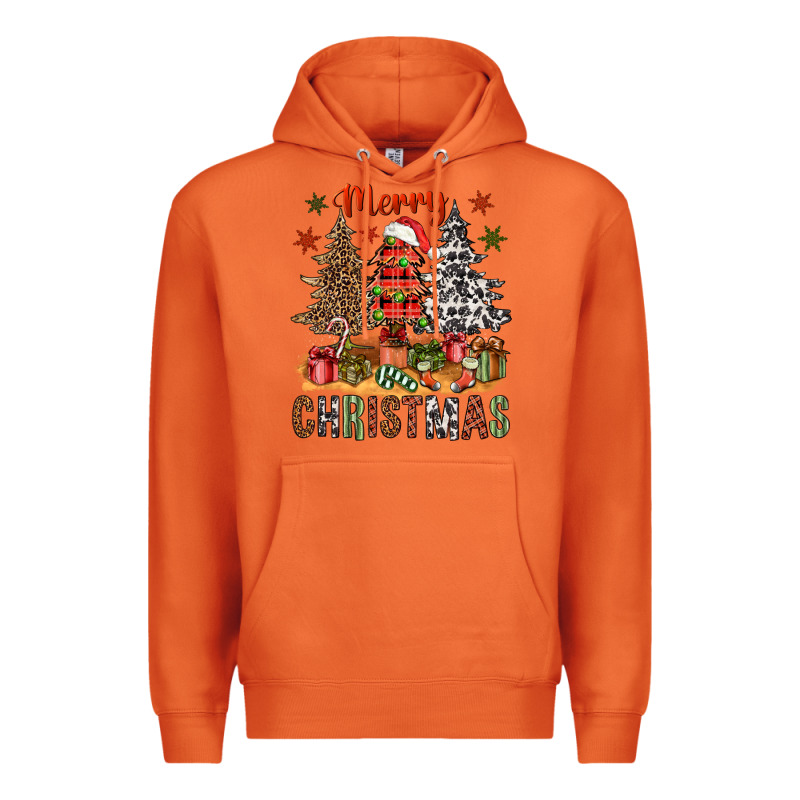 Merry Christmas With Western Trees Premium Hoodie by NancyCooperArtShop | Teevron