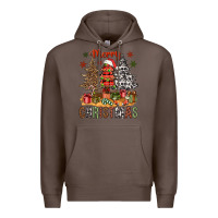 Coffee Merry Christmas with western trees Premium Hoodie - NancyCooperArtShop
